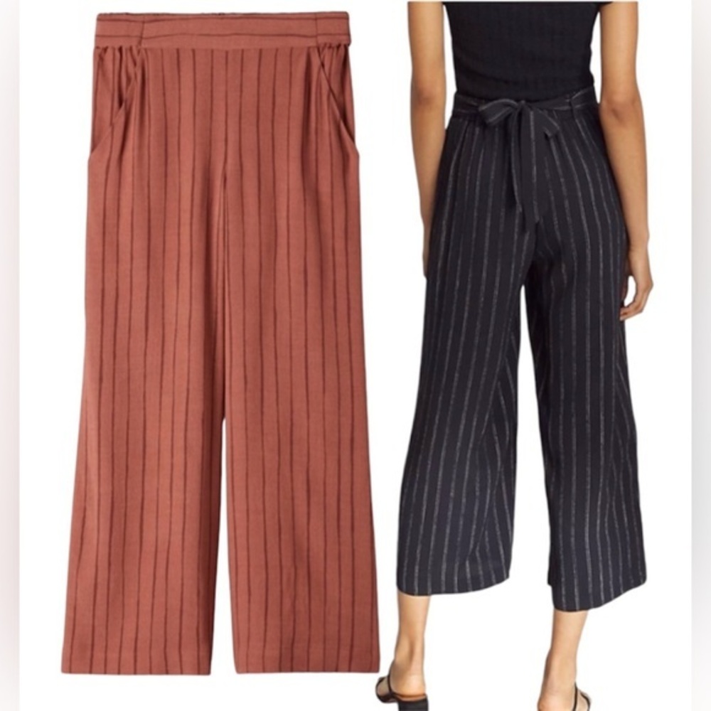 Aritzia Rust and Black Striped Wide-Leg Pants